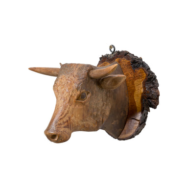 Carved Wooden Bull Head, Furnishings, Decor, Trade Sign