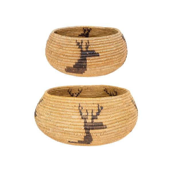 Matched Pair Mission Baskets, Native, Basketry, Vertical