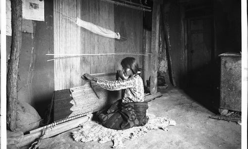 Navajo Weaver with Loom