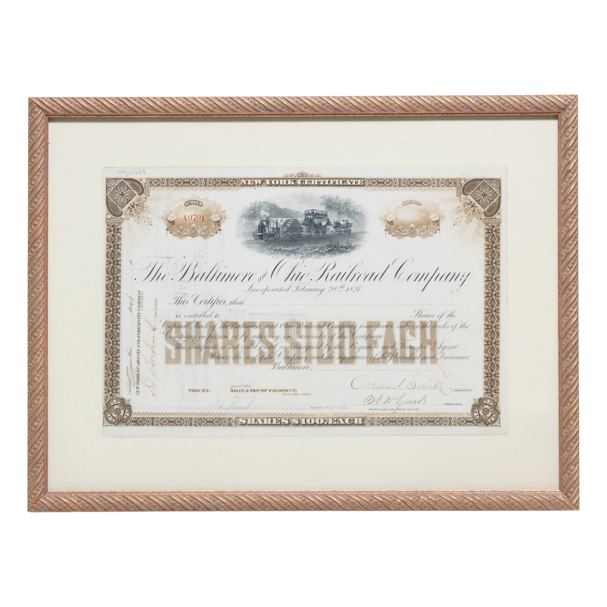 The Baltimore & Ohio Railroad Stock Share Certificate, Furnishings, Decor, Other