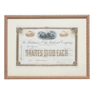 The Baltimore & Ohio Railroad Stock Share Certificate, Furnishings, Decor, Other