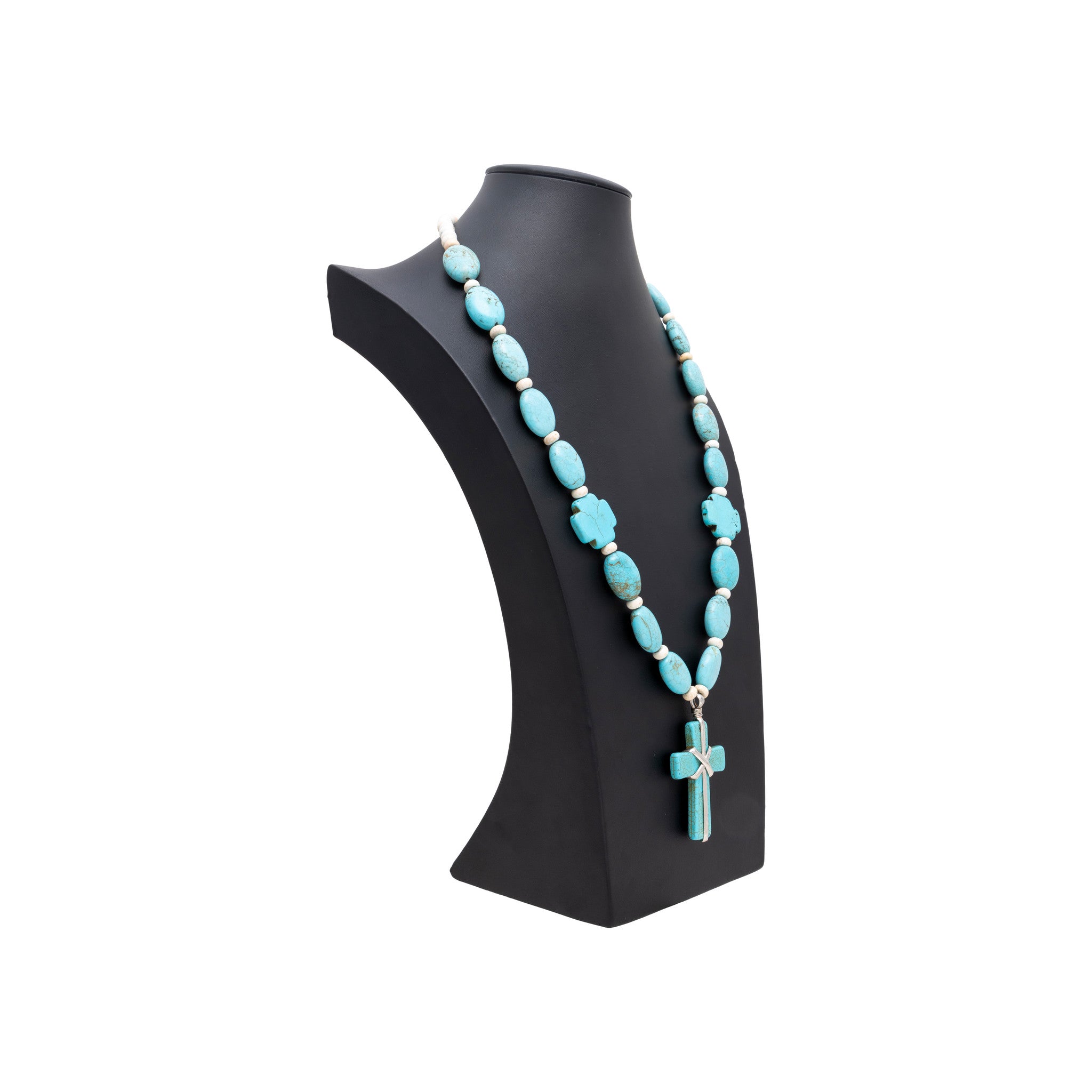 Turquoise Beaded Cross Necklace