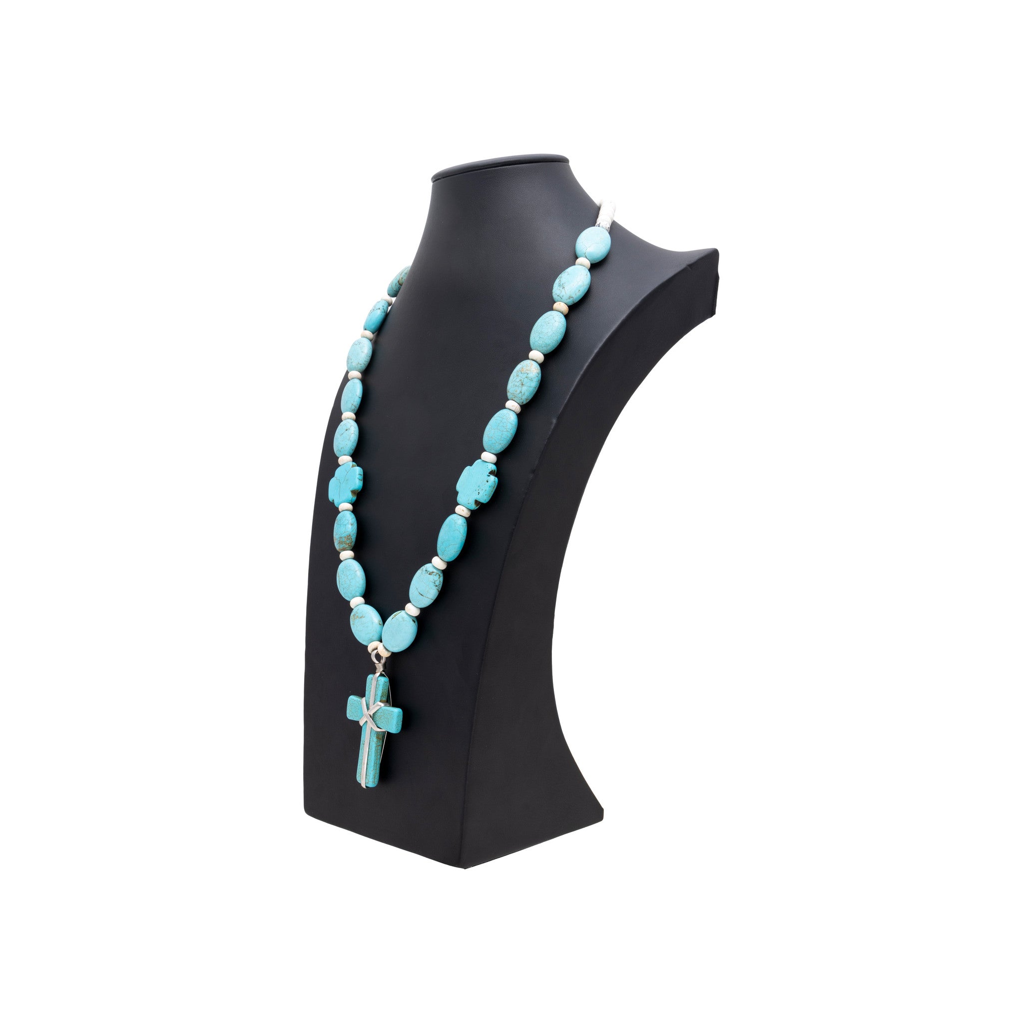 Turquoise Beaded Cross Necklace