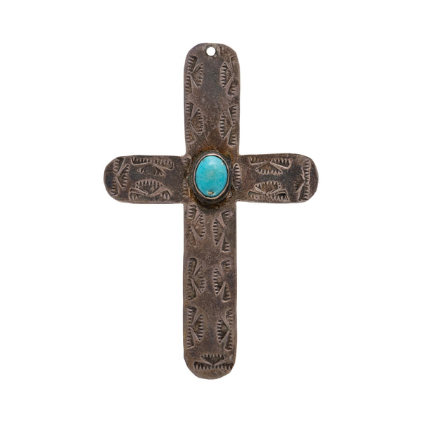 Hand-Stamped Cross Pendant, Jewelry, Necklace, Native