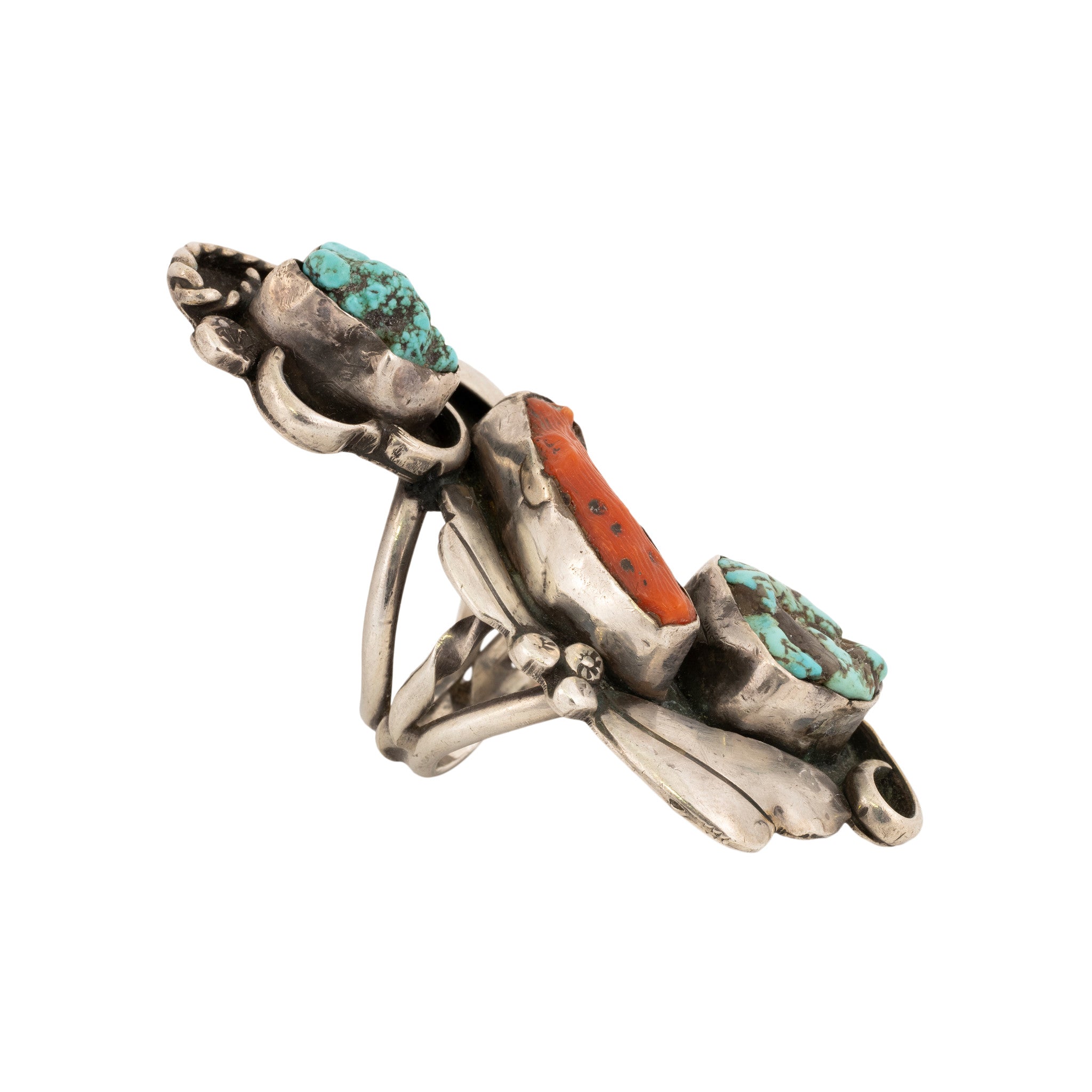 Turquoise and Coral Ring