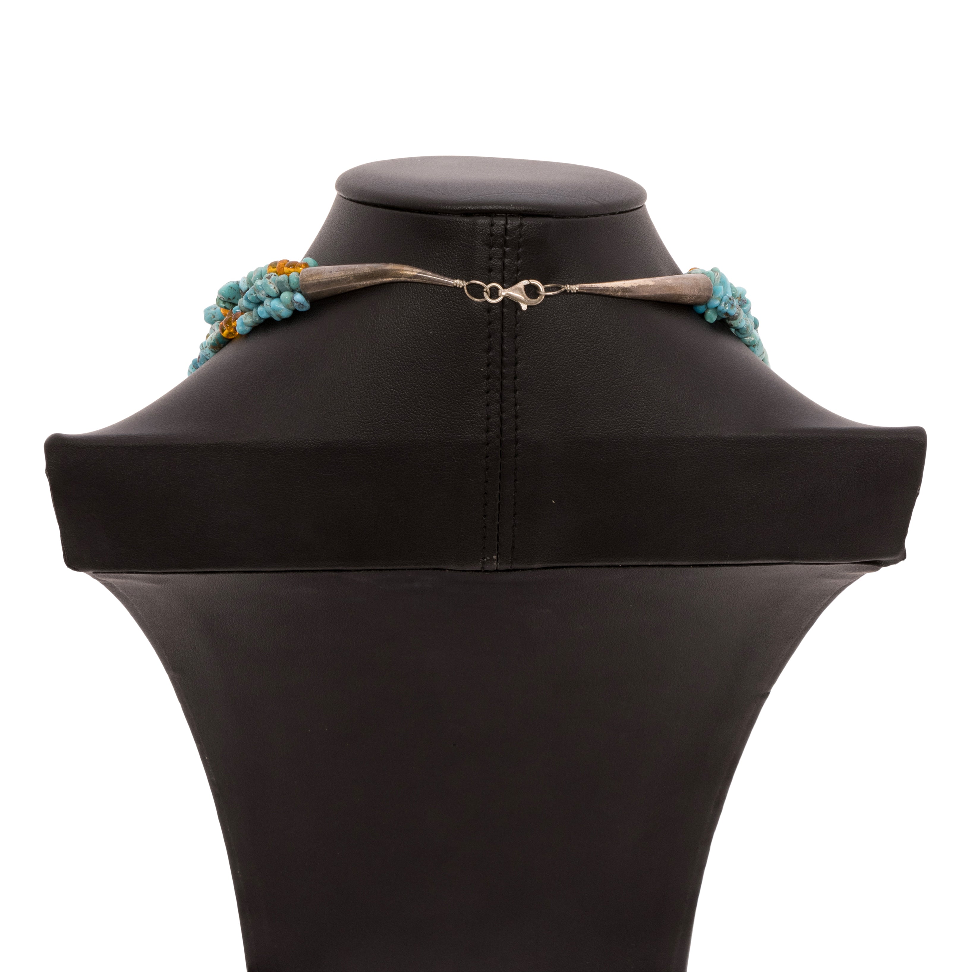 Five Strand Turquoise and Amber Necklace