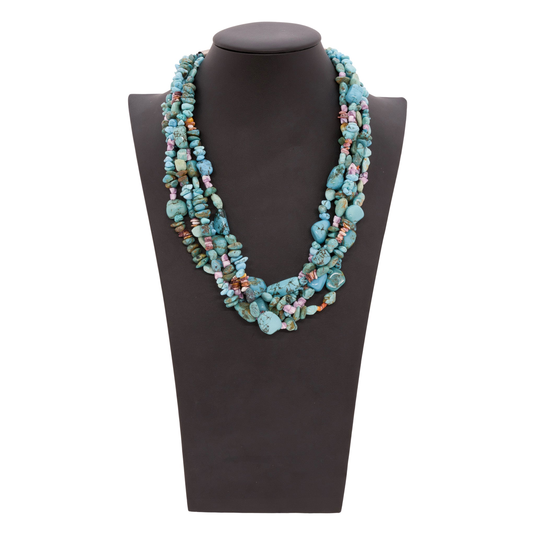 Five Strand Turquoise and Spiny Oyster Necklace