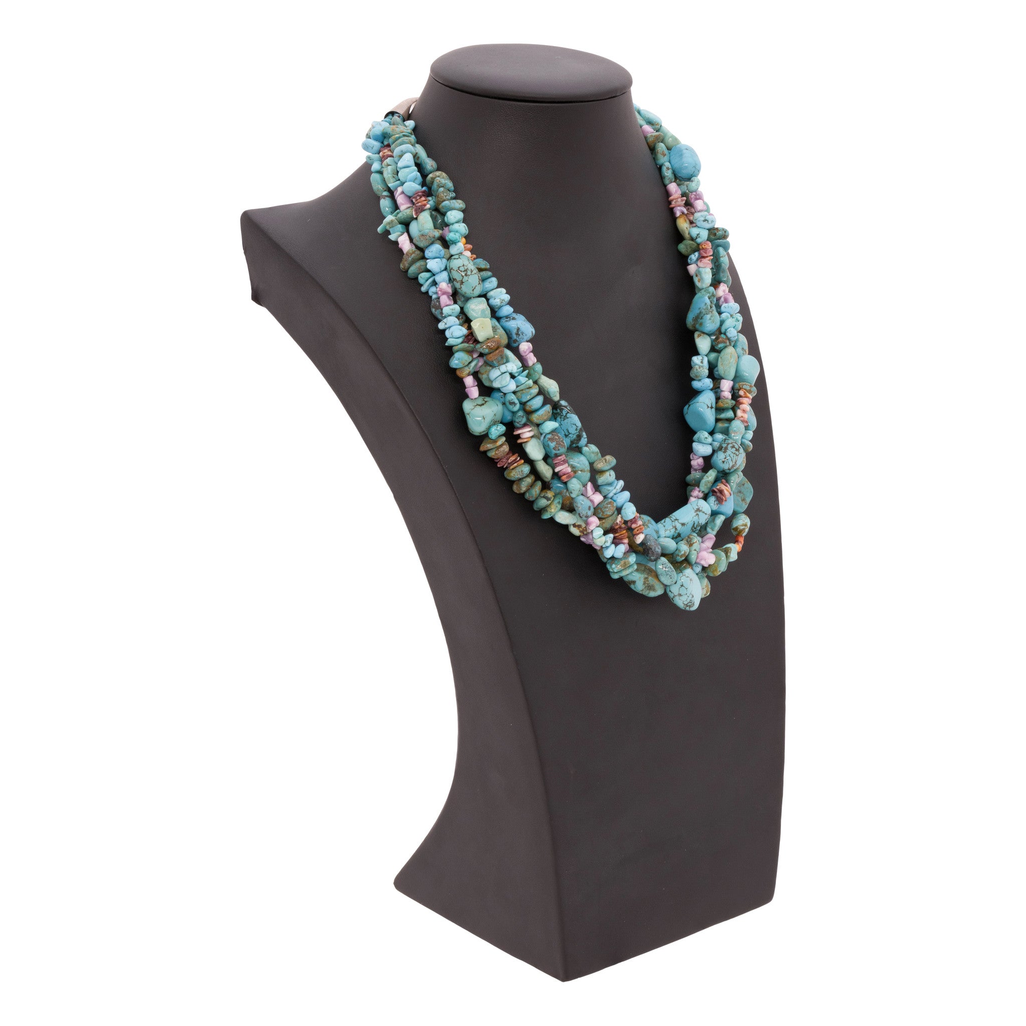 Five Strand Turquoise and Spiny Oyster Necklace