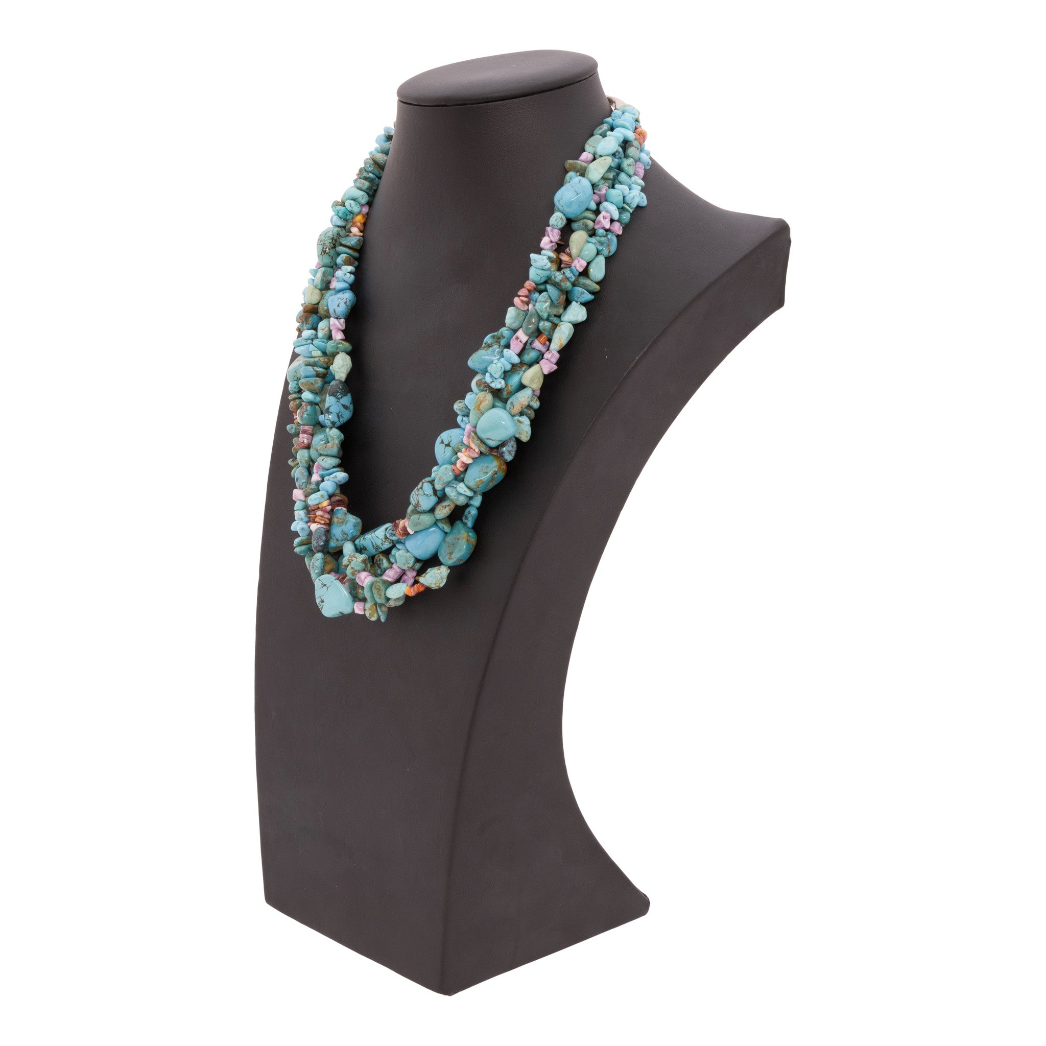 Five Strand Turquoise and Spiny Oyster Necklace