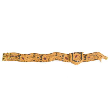 Crow Tooled Leather  Belt, Native, Garment, Belt