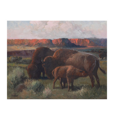 "Buffalo Family" by Charles Damrow, Fine Art, Painting, Wildlife