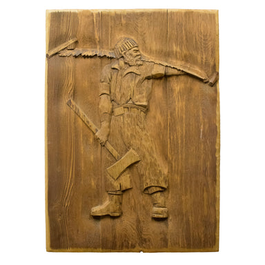 Wood Carving of a Logger, Furnishings, Decor, Carving