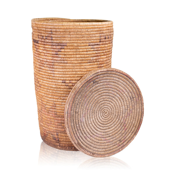 Jicarilla Apache Lidded Basket, Native, Basketry, Vertical