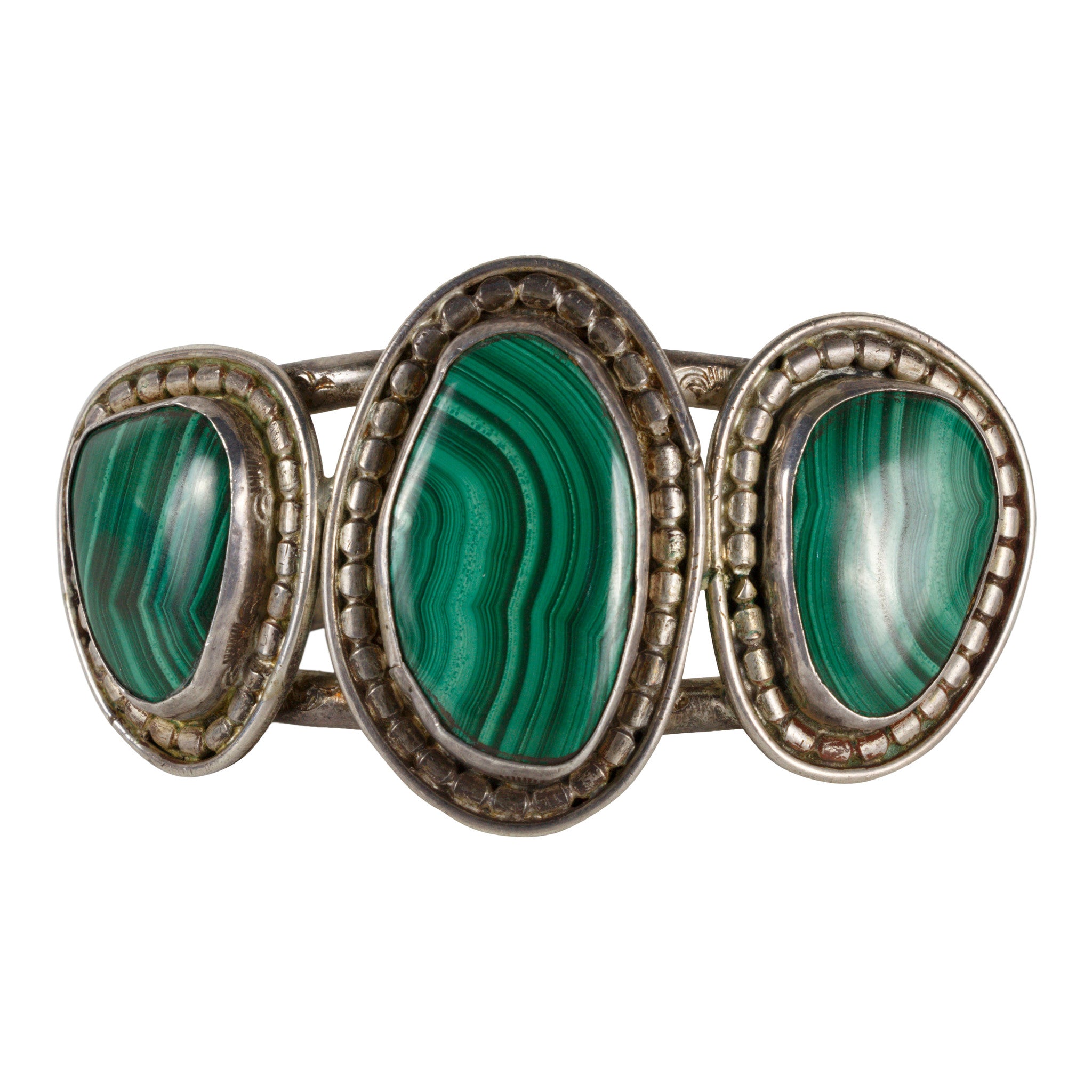 Sterling and Malachite Bracelet, Jewelry, Bracelet, Native