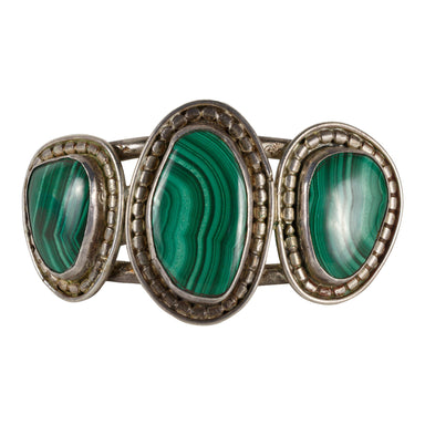 Sterling and Malachite Bracelet, Jewelry, Bracelet, Native
