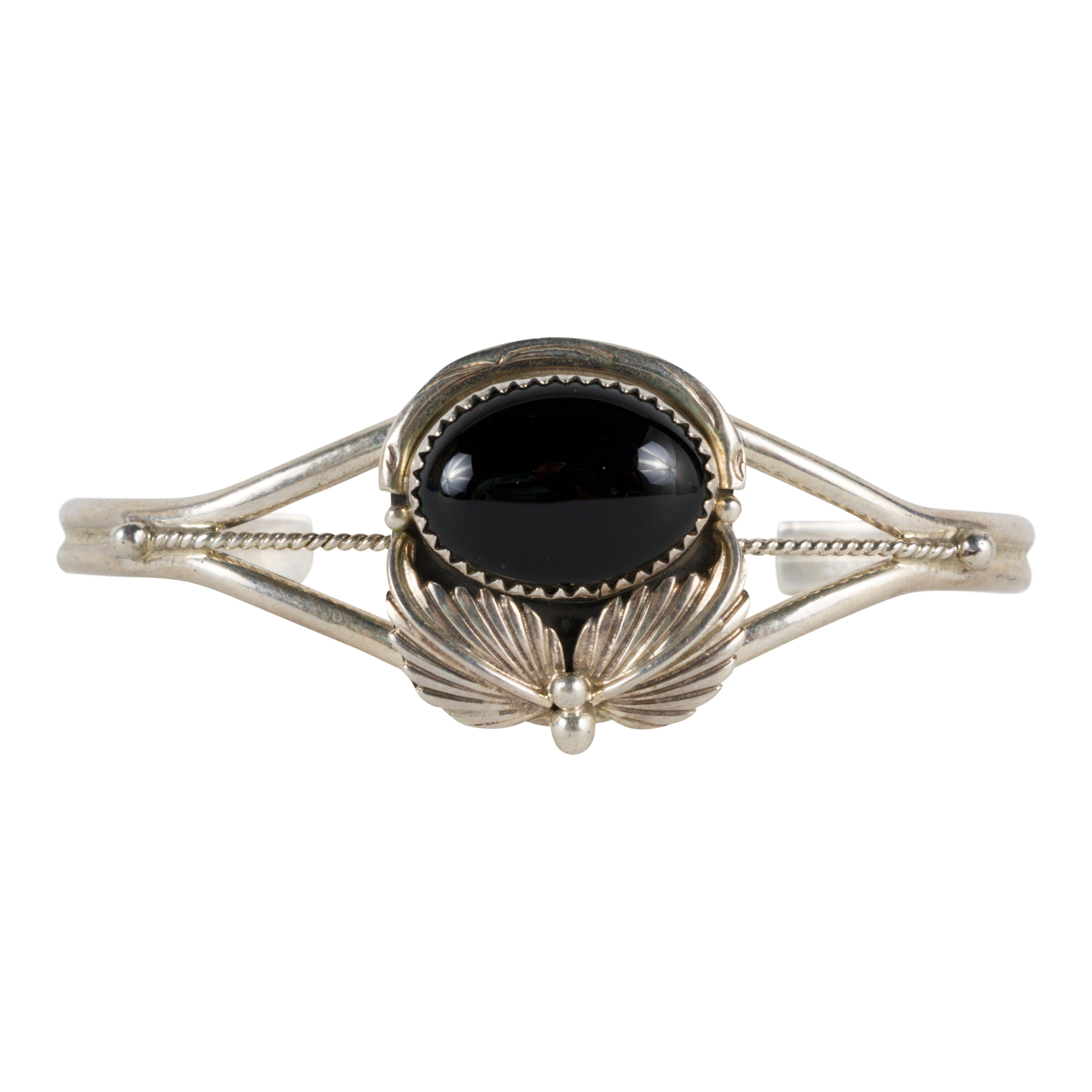 Navajo Onyx and Silver Bracelet, Jewelry, Bracelet, Native