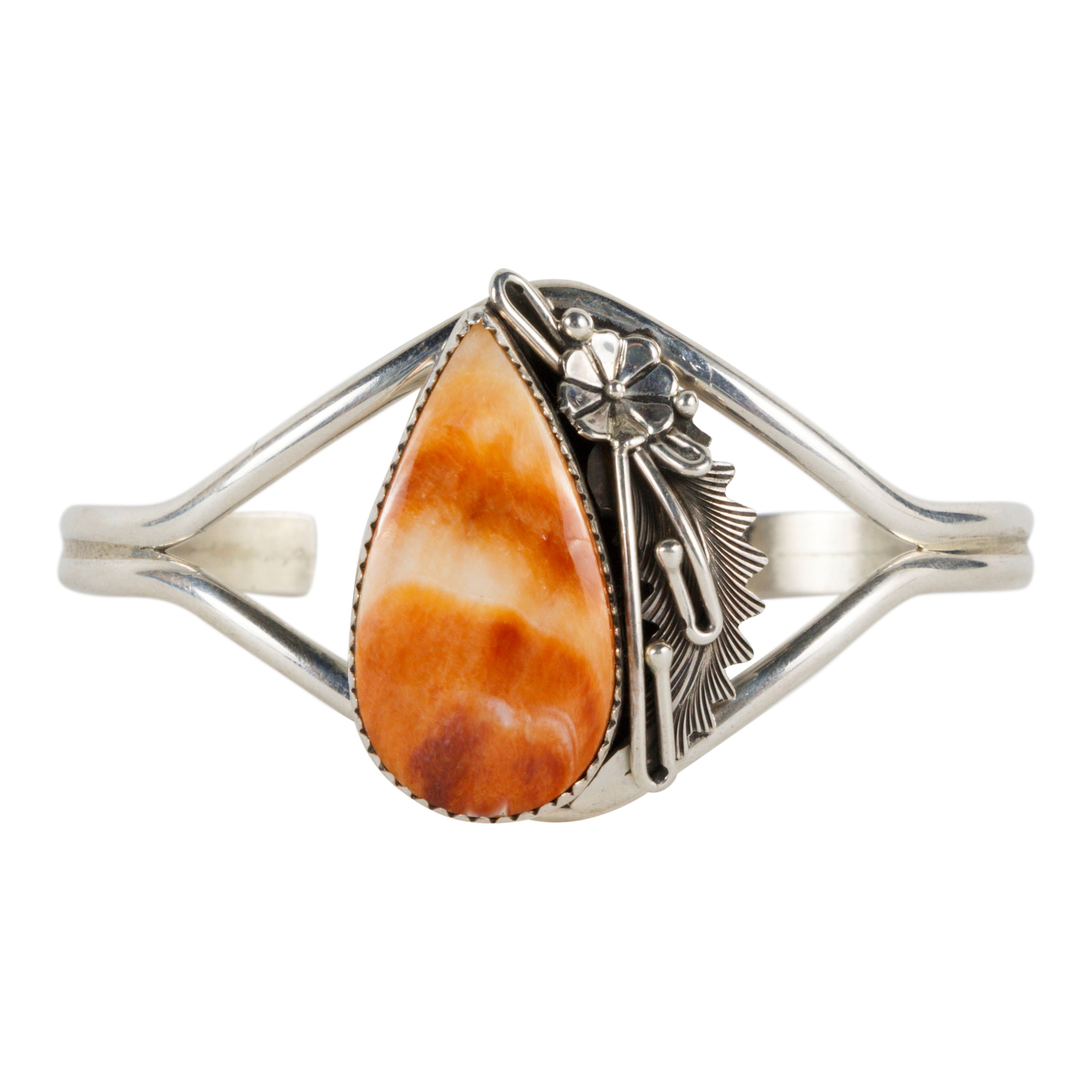 Navajo Spiny Oyster and Silver Bracelet, Jewelry, Bracelet, Native