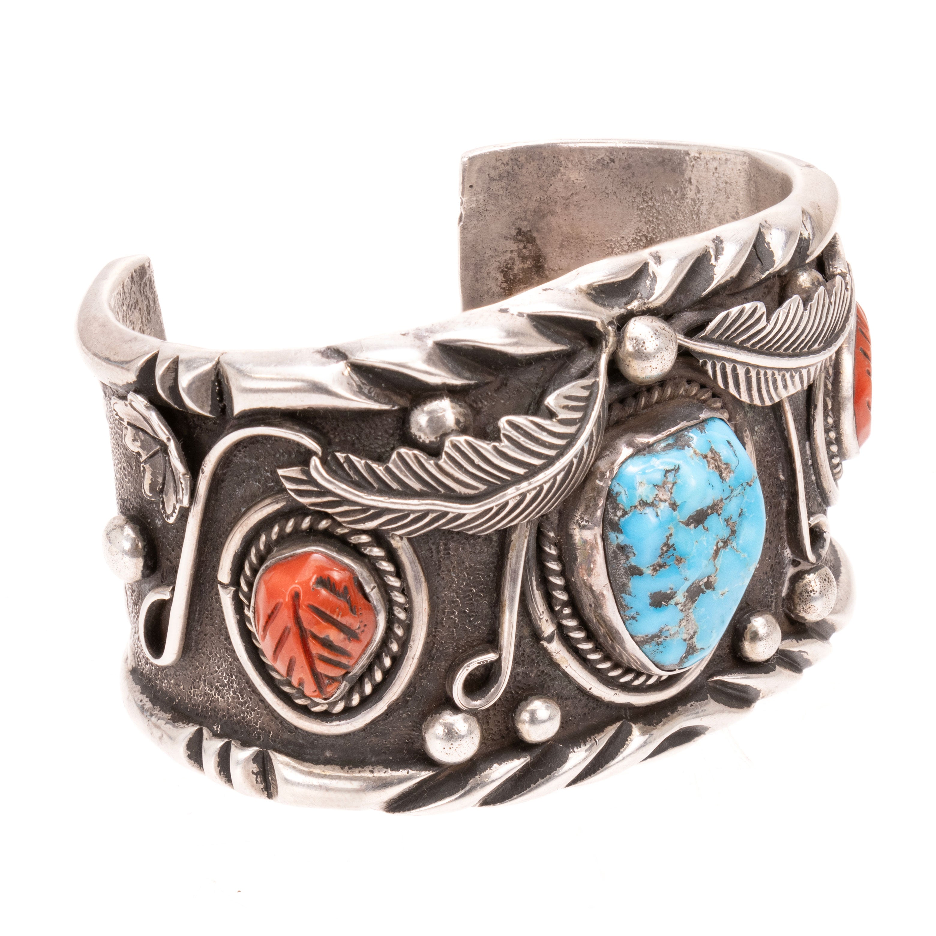 Navajo Turquoise and Coral Bracelet