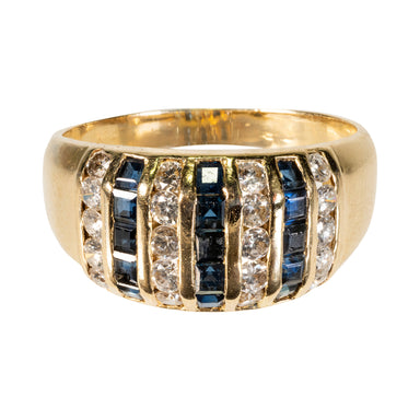 Diamond and Sapphire Yellow Gold Ring, Jewelry, Ring, Estate