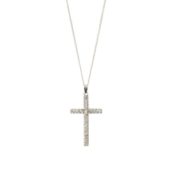 Platinum and Diamond Cross Pendant, Jewelry, Necklace, Estate