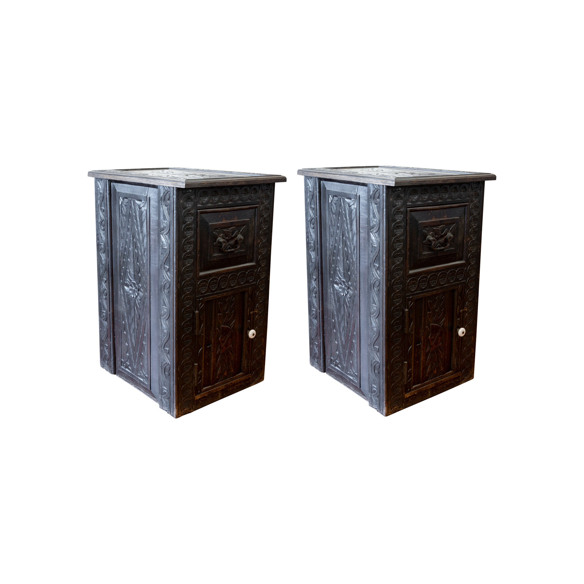 Pair of French Side Tables Matched (Almost)