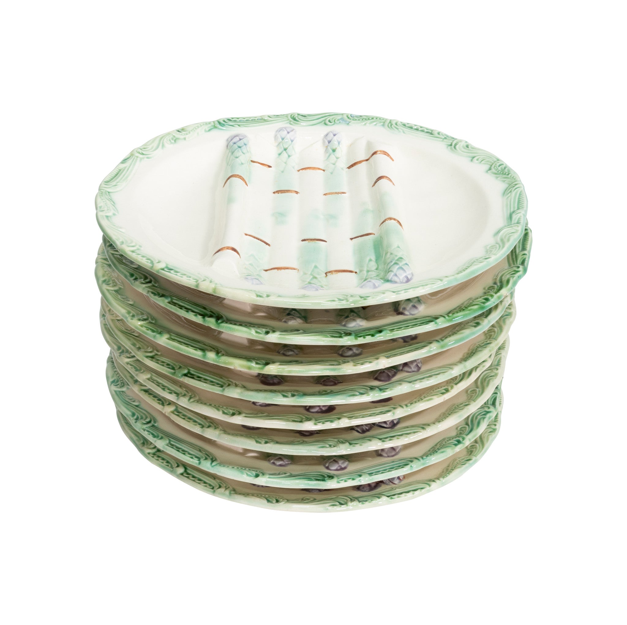 French Majolica Asparagus Plates