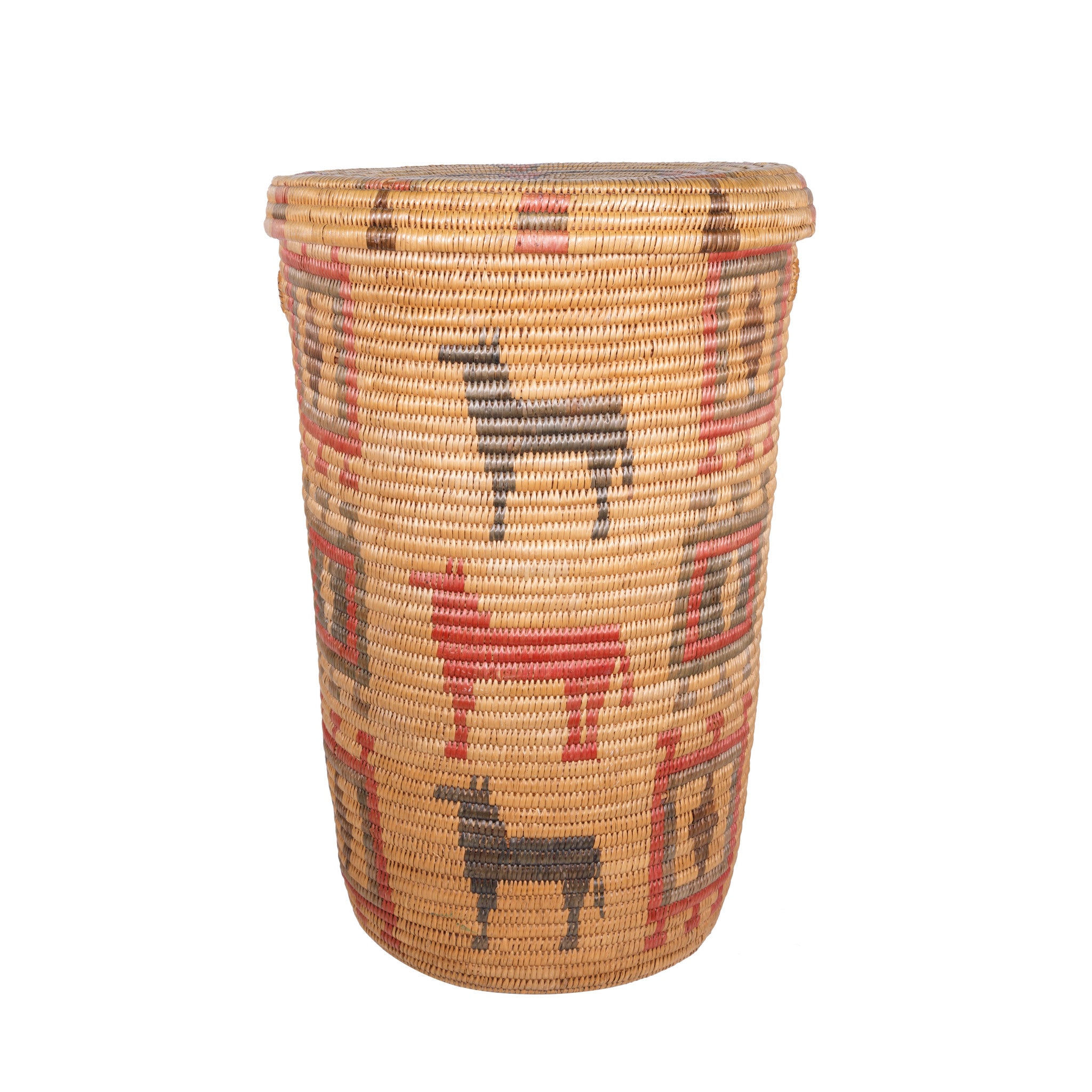 Jicarilla Apache Lidded Basket, Native, Basketry, Vertical
