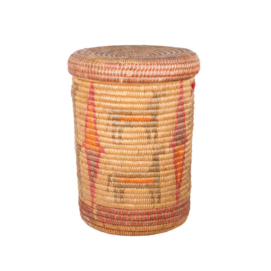 Jicarilla Apache Lidded Basket, Native, Basketry, Vertical
