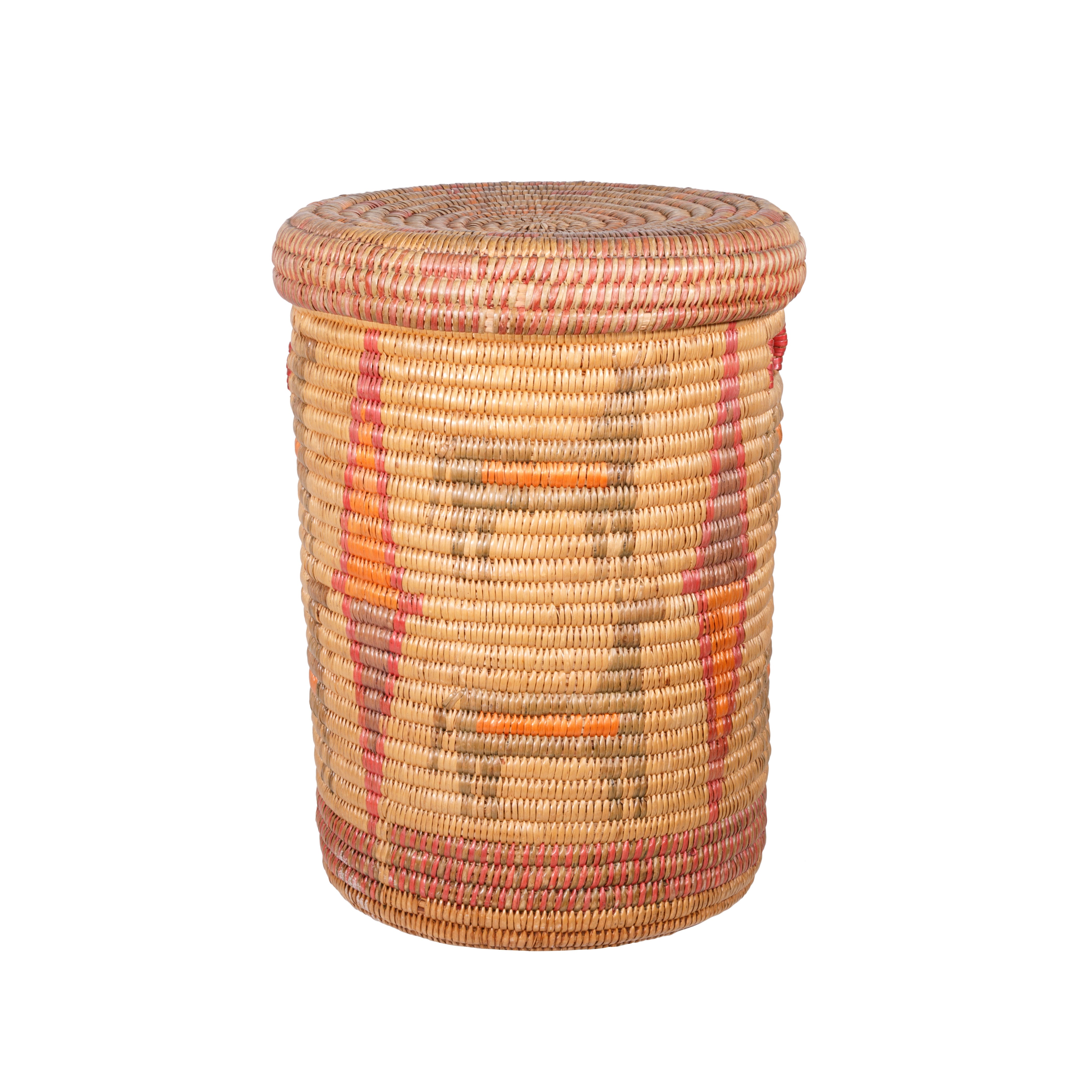 Jicarilla Apache Lidded Basket, Native, Basketry, Vertical