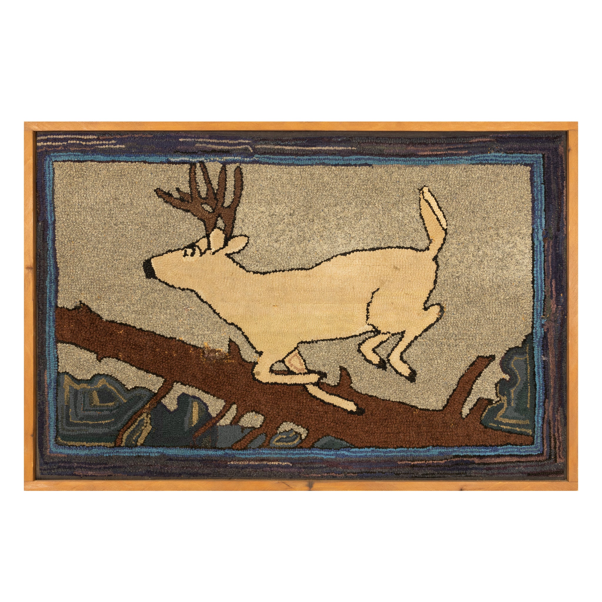 U. P. Hooked Rug with Running Whitetail Buck, Furnishings, Decor, Other