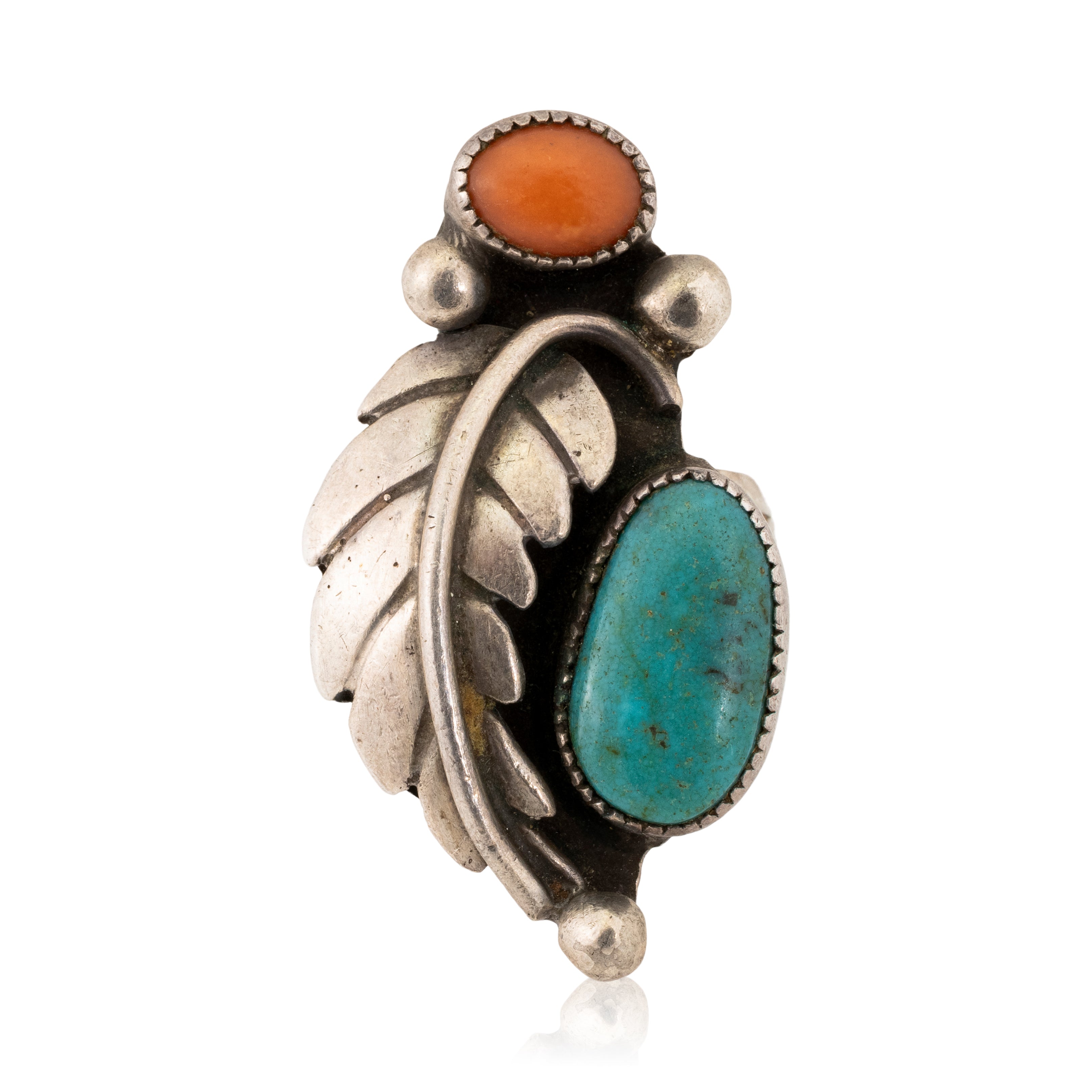 Turquoise and Coral Ring, Jewelry, Ring, Native