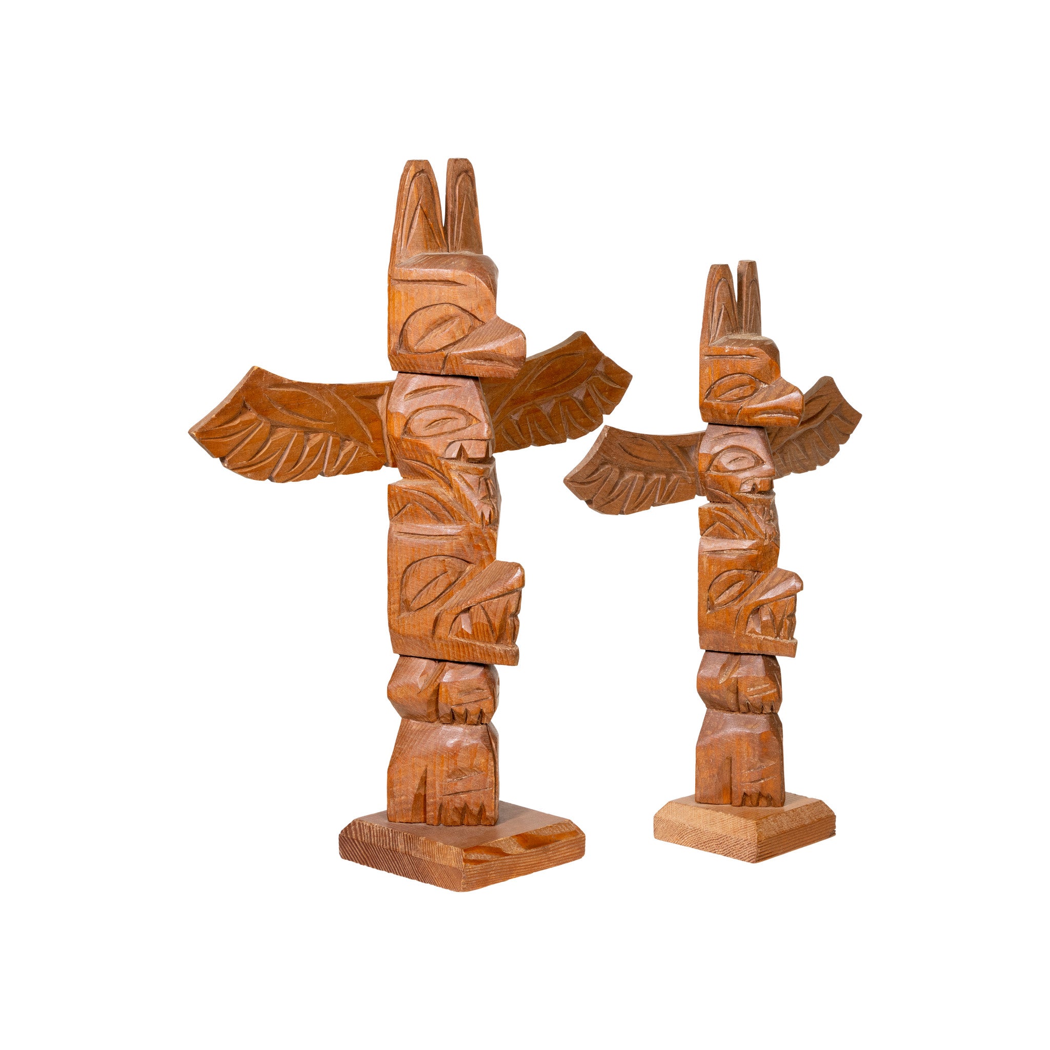 Pair of Cowichan/Coast Salish Totems