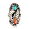 Navajo Turquoise and Coral Ring, Jewelry, Ring, Native
