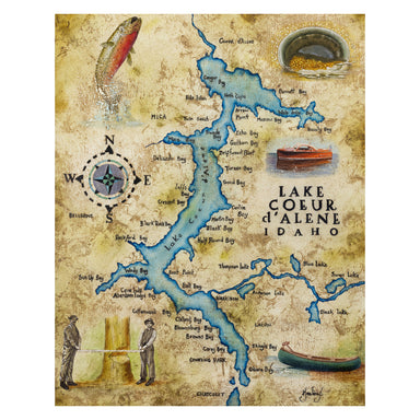 Lake Coeur d'Alene Painting, Furnishings, Decor, Map