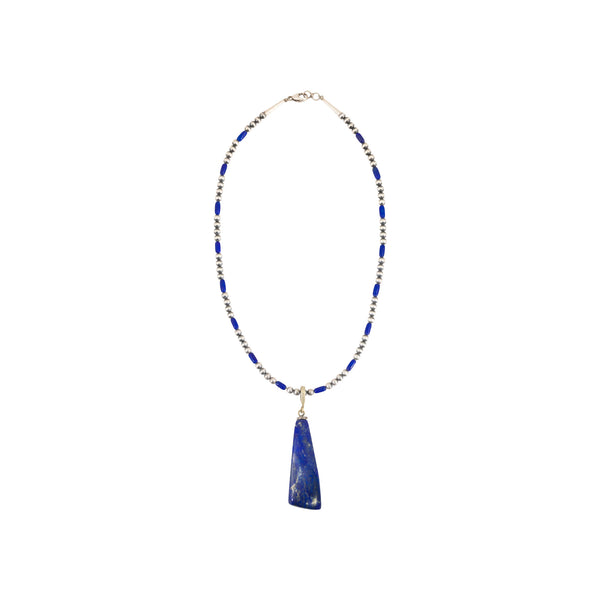 Navajo Lapis and Sterling Necklace, Jewelry, Necklace, Native
