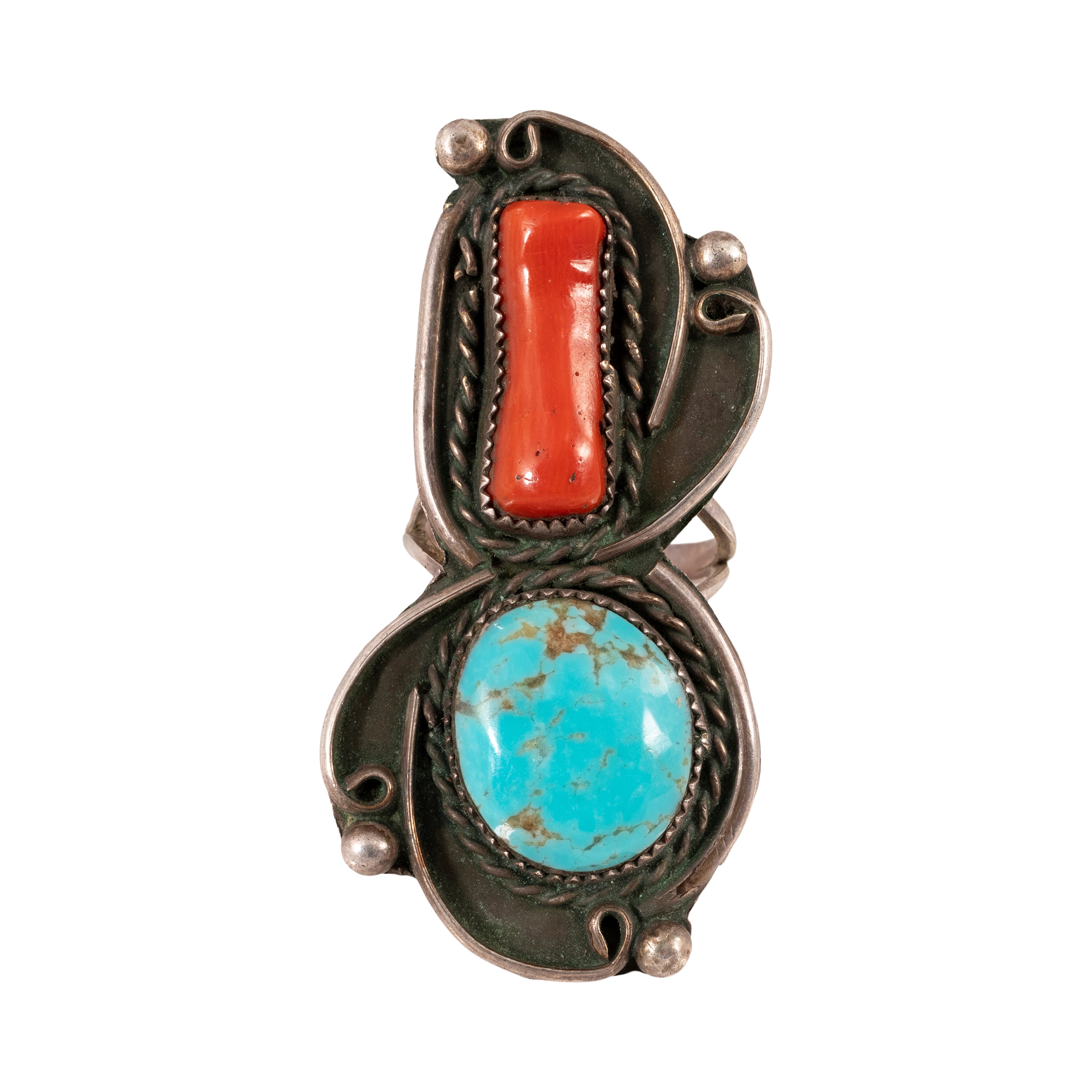 Coral and Turquoise Ring, Jewelry, Ring, Native