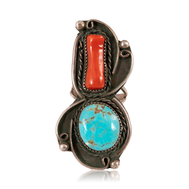 Coral and Turquoise Ring, Jewelry, Ring, Native