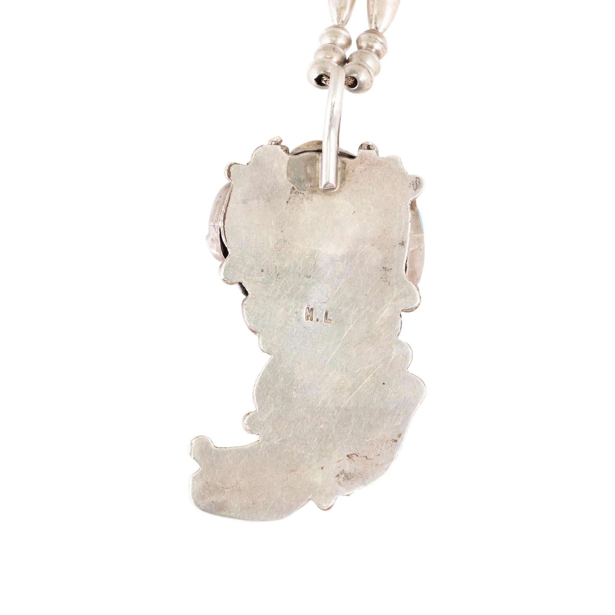 Navajo Turquoise, Coral and Bear Claw Pendant