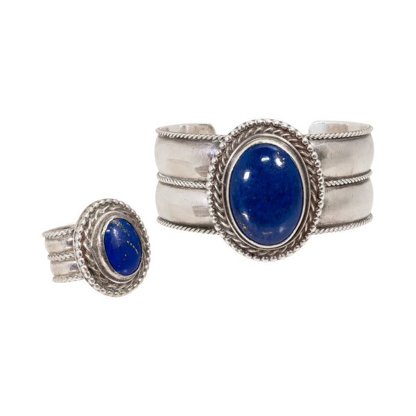 Navajo Lapis Bracelet and Ring, Jewelry, Bracelet, Native