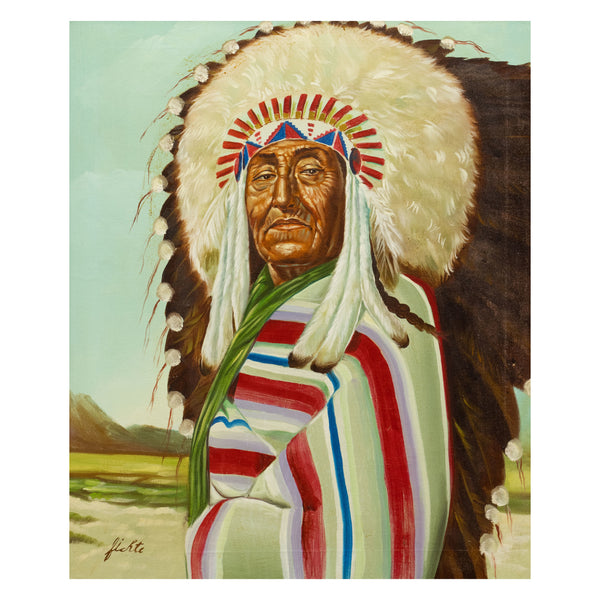 Indian Chief by Fichte, Fine Art, Painting, Native American
