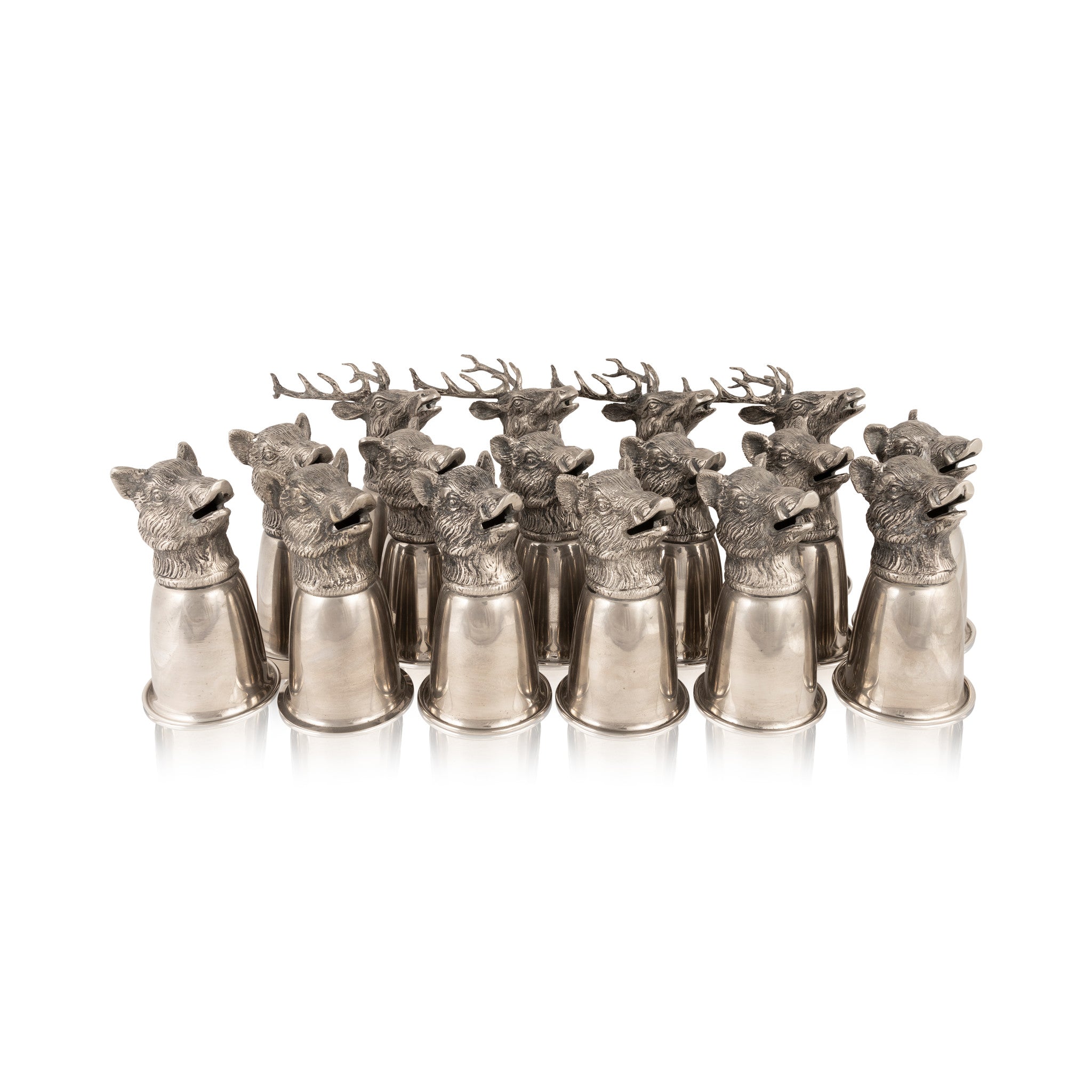 Boar and Stag Head Stirrup Cups, Furnishings, Barware, Liquor Related