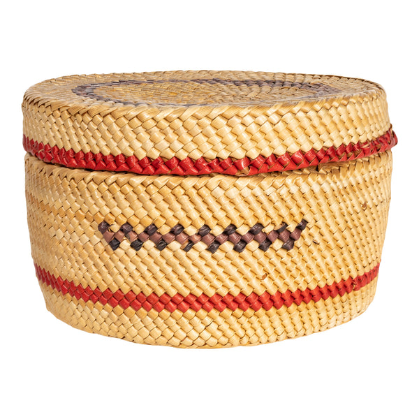 Makah Lidded Basket, Native, Basketry, Vertical