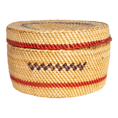 Makah Lidded Basket, Native, Basketry, Vertical