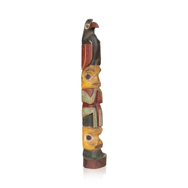 Nuu-chah-nulth Three Figure Model Totem, Native, Carving, Totem Pole
