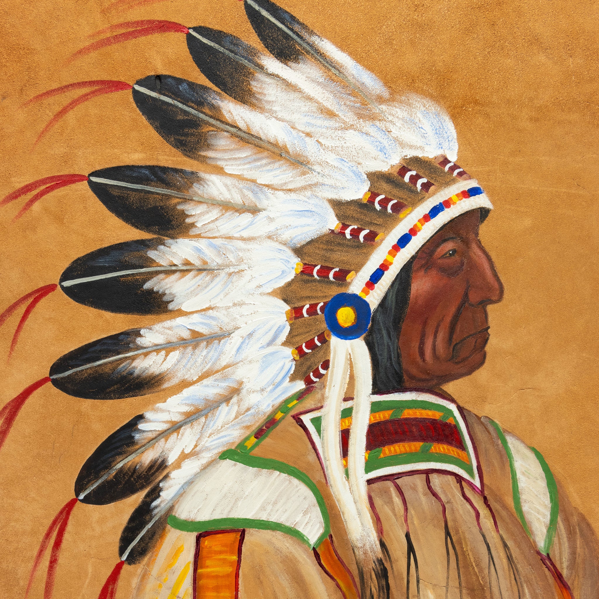 Hide Painting of Chief Red Cloud by Louis Shipshee