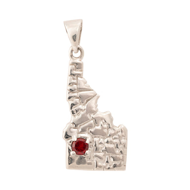 State of Idaho Silver Garnet Pendant, Jewelry, Necklace, Estate