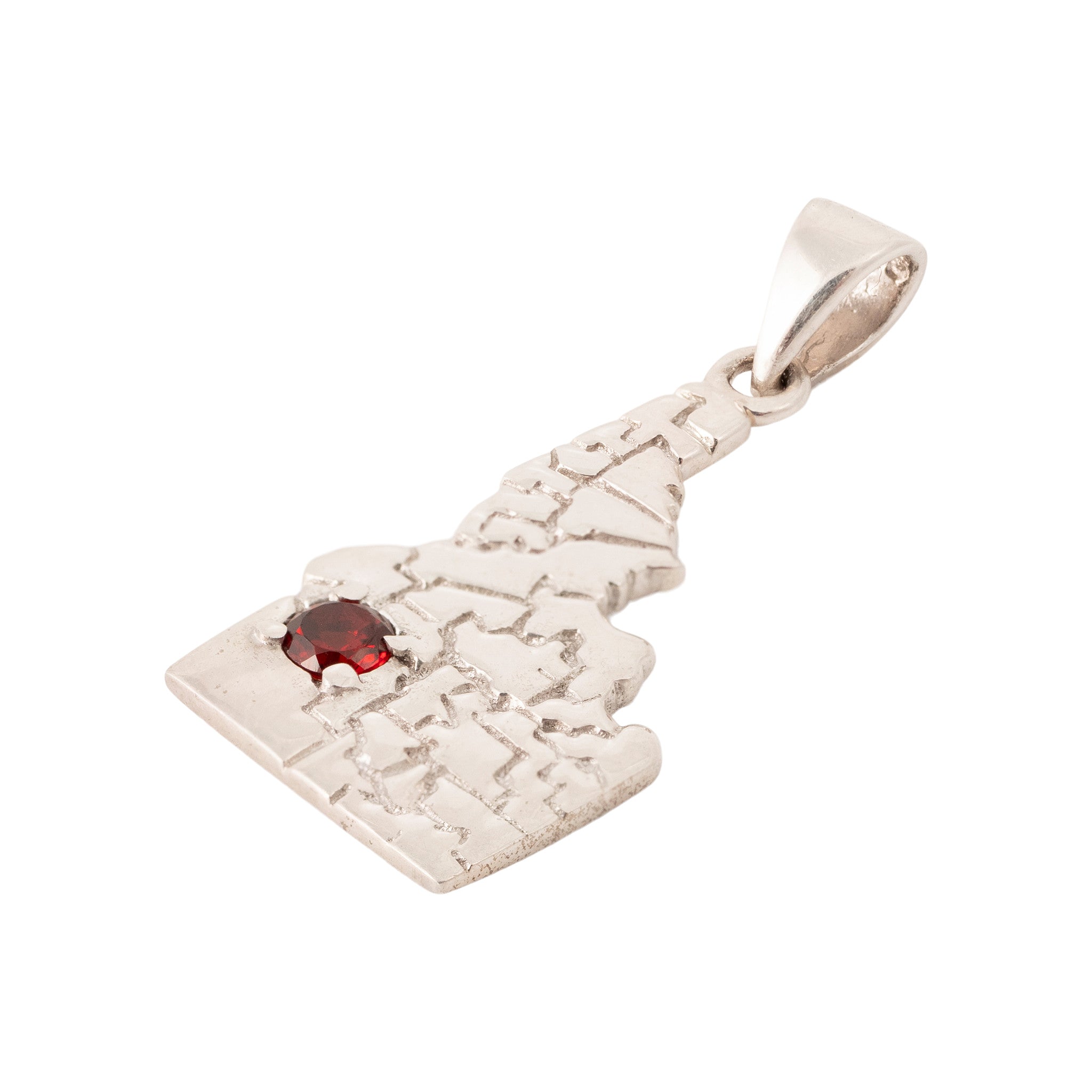 State of Idaho Silver Garnet Pendant
