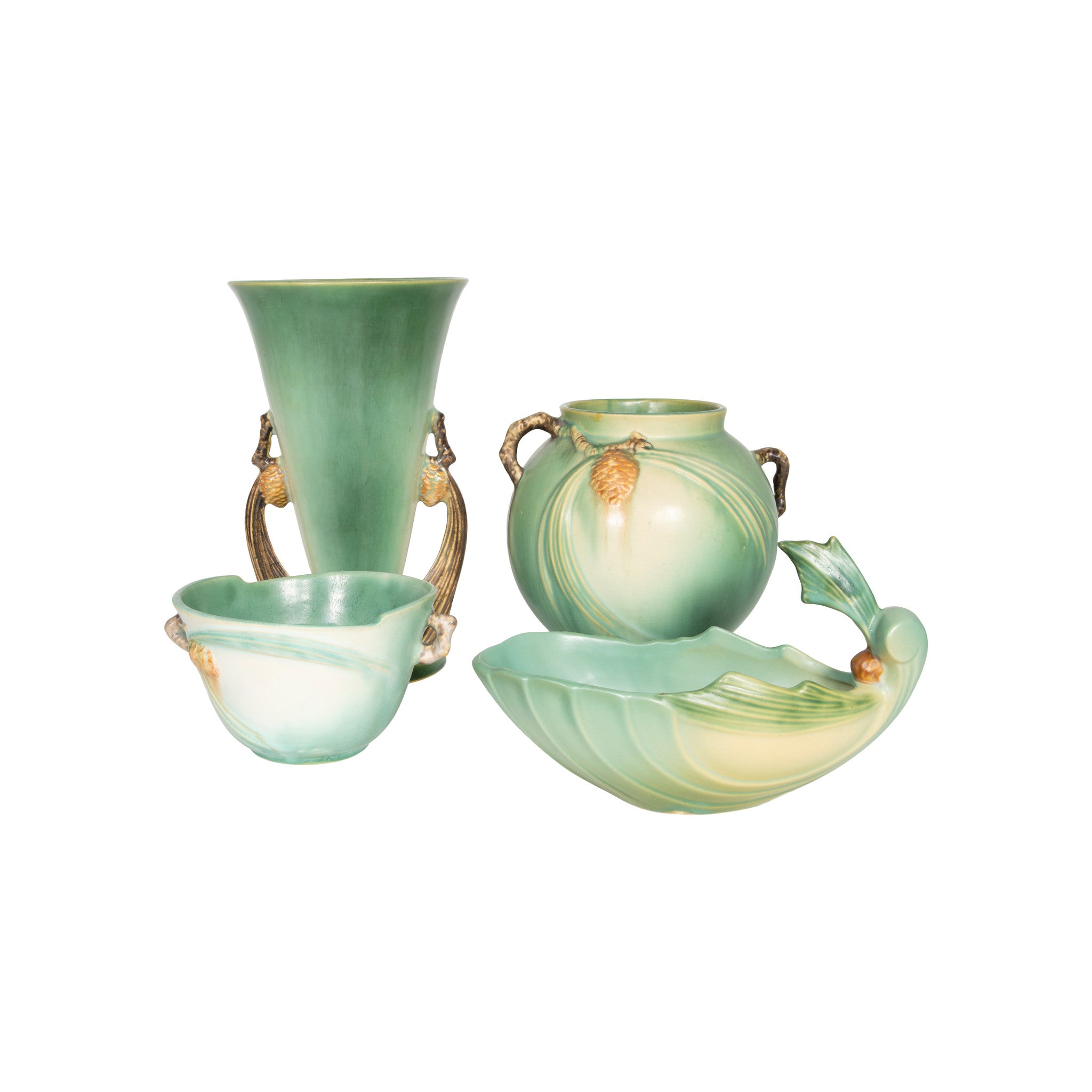 Green Roseville Pinecone Collection