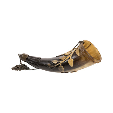 Carved Drinking Horn with Lanyard, Furnishings, Barware, Liquor Related