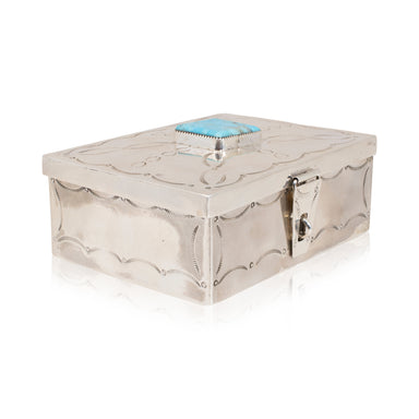 Navajo Fox Turquoise and Sterling Box, Jewelry, Display Piece, Native